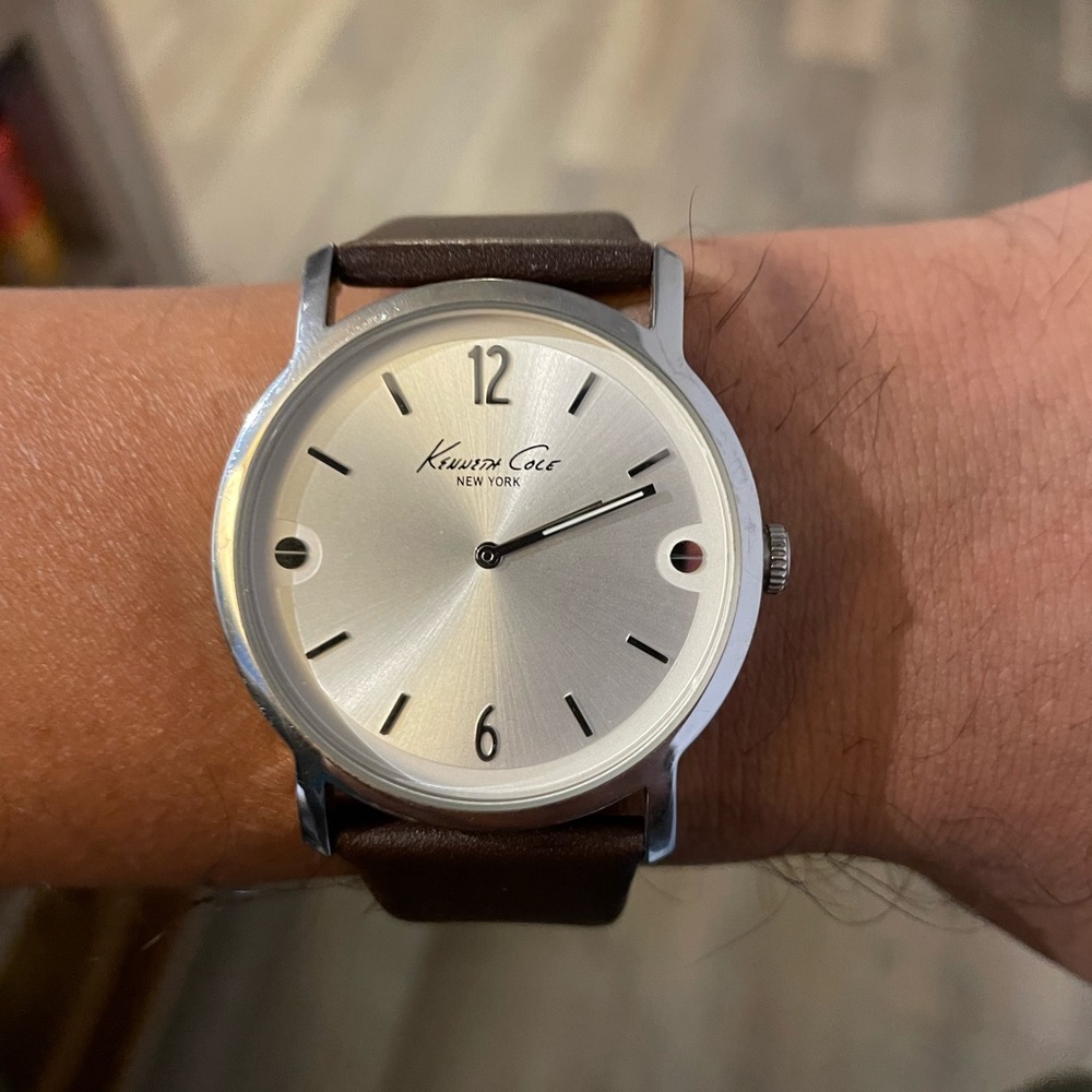 Brown Leather Kenneth Cole Men’s Watch, Great Condition. ATTN: [[Needs Battery]]